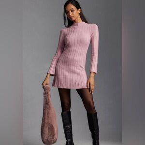 🍁🍂 Anthropologie Long-Sleeve A-Line Sweater Mini Dress Sz L